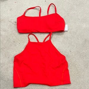 Lululemon Athletica Red Sports Bra and Tank Set